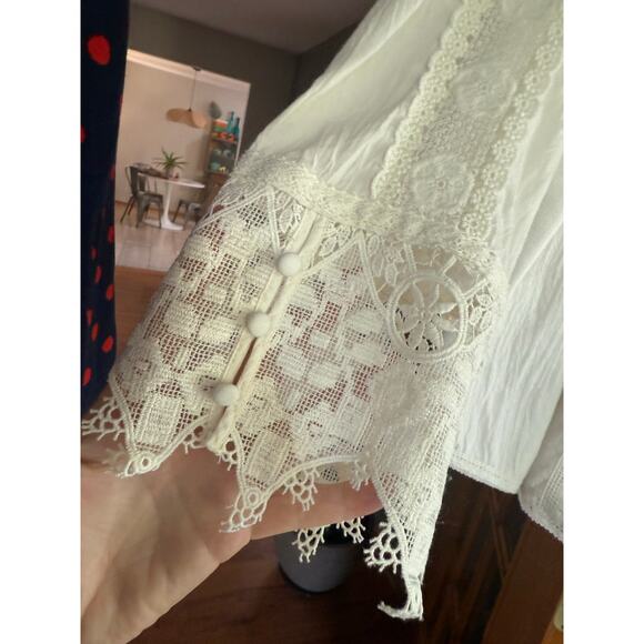 Soft Surroundings white Ivory Lacey blouse womens XL - Picture 6 of 6